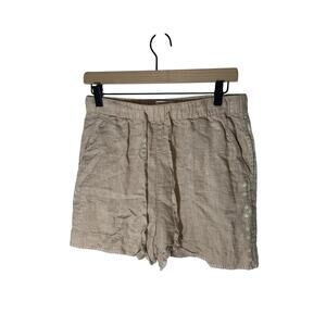 Cynthia Rowley Embroidered Linen Women's Tan Chino Relaxed Fit Preppy Shorts